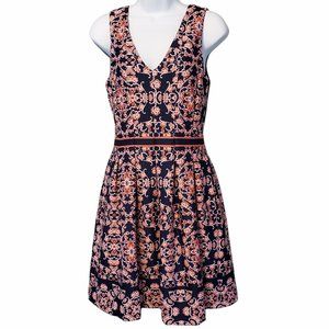 VINCE CAMUTO Pink and Blue Fit and Flare Scuba Dress   Size 6